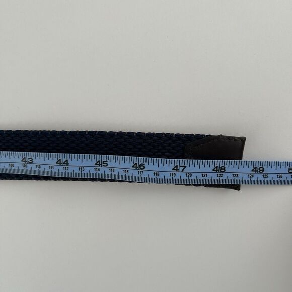 Cole Haan Reversible Belt Stretch Fabric Woven Mens Sz 42-44 XL Navy Blue Brown - Picture 10 of 10